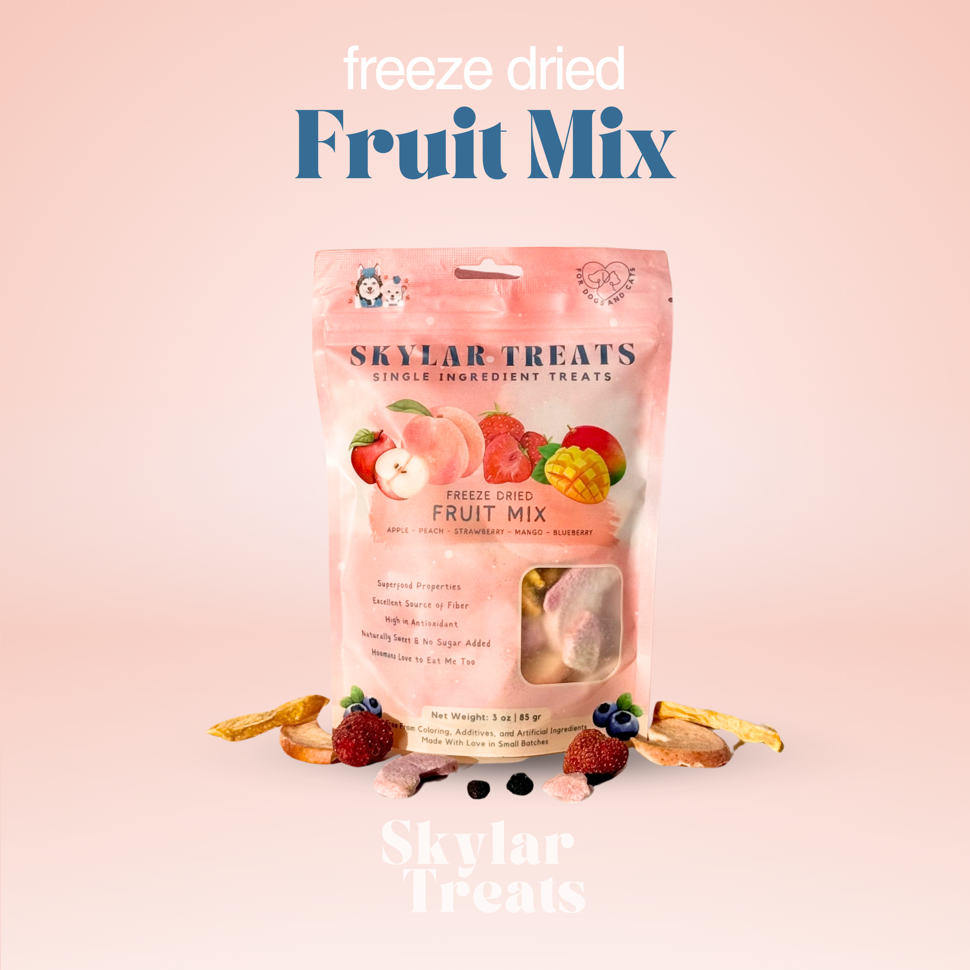 Freeze-Dried Fruit Mix for Dogs Cats Natural, Vitamin-Rich